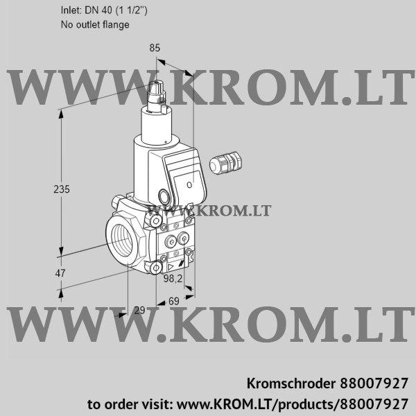 Kromschroder VAS 240/-R/LW, 88007927 gas solenoid valve, 88007927