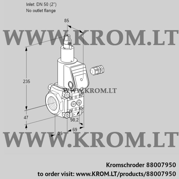 Kromschroder VAS 250/-R/LQ, 88007950 gas solenoid valve, 88007950