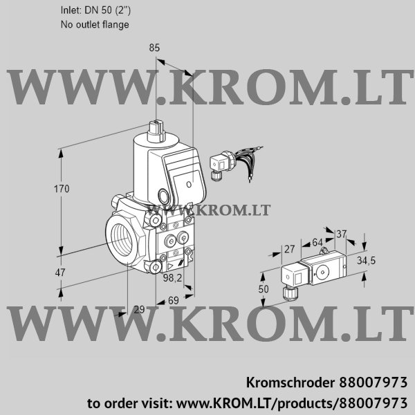 Kromschroder VAS 250/-R/NW, 88007973 gas solenoid valve, 88007973