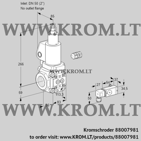 Kromschroder VAS 350/-R/LWSL, 88007981 gas solenoid valve, 88007981