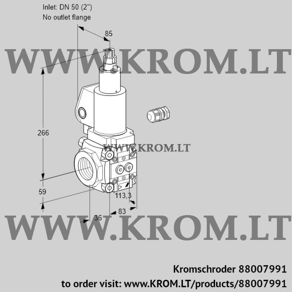 Kromschroder VAS 350/-R/LWSL, 88007991 gas solenoid valve, 88007991