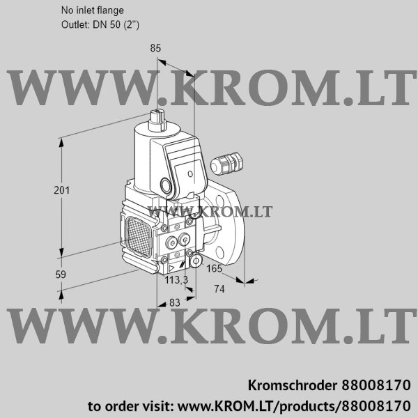 Kromschroder VAS 3-/50F/NKGR, 88008170 gas solenoid valve, 88008170