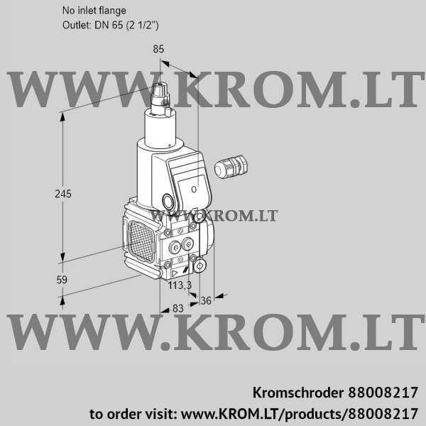 Kromschroder VAS 3-/65R/LW, 88008217 gas solenoid valve, 88008217