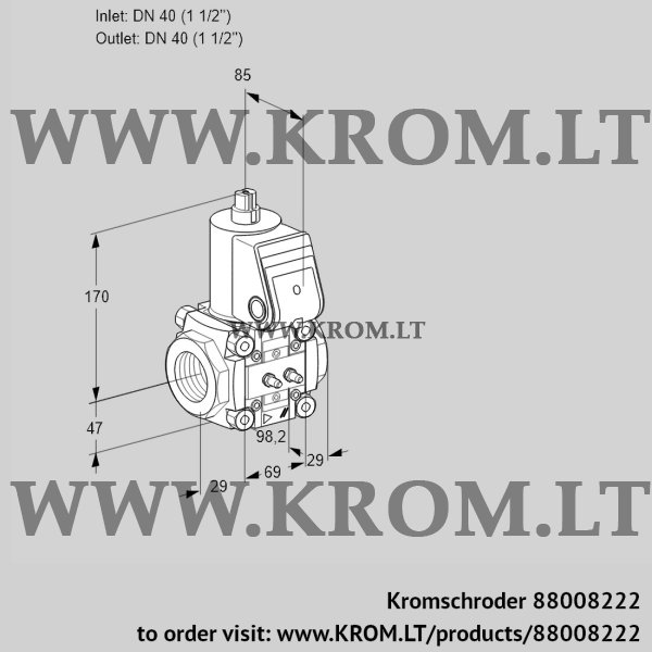 Kromschroder VAS 2T40N/NQ, 88008222 gas solenoid valve, 88008222