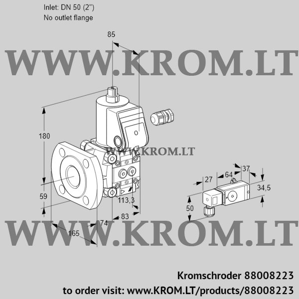 Kromschroder VAS 350/-F/NW, 88008223 gas solenoid valve, 88008223