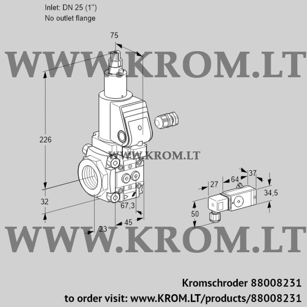 Kromschroder VAS 125/-R/LQGR, 88008231 gas solenoid valve, 88008231