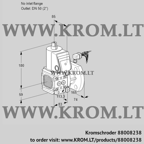 Kromschroder VAS 3-/50F/NK, 88008238 gas solenoid valve, 88008238