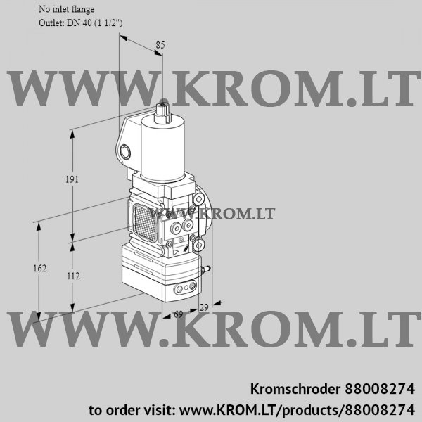 Kromschroder VAD 2T-/40N/NQSL-50A, 88008274 pressure regulator, 88008274