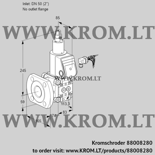 Kromschroder VAS 350/-F/LW, 88008280 gas solenoid valve, 88008280