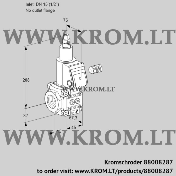 Kromschroder VAS 115/-R/LW, 88008287 gas solenoid valve, 88008287