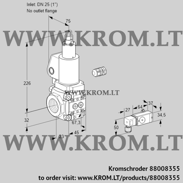 Kromschroder VAS 125/-R/LQGL, 88008355 gas solenoid valve, 88008355