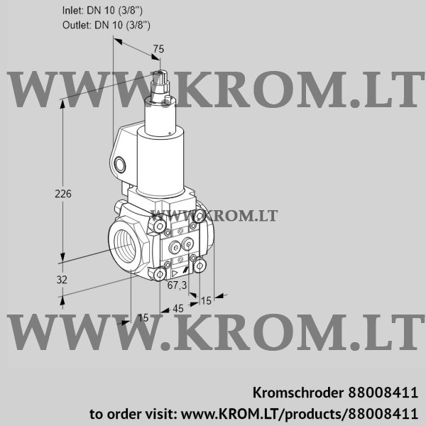 Kromschroder VAS 1T10N/LQSL, 88008411 gas solenoid valve, 88008411