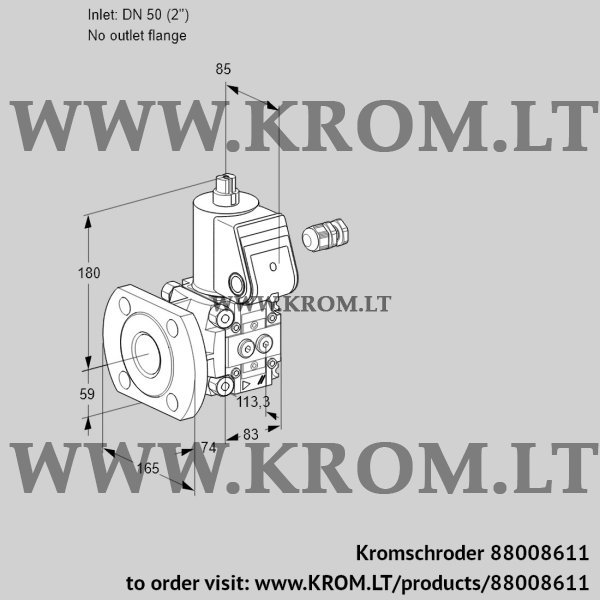 Kromschroder VAS 350/-F/NK, 88008611 gas solenoid valve, 88008611