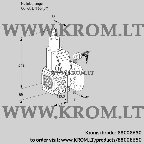 Kromschroder VAS 3-/50F/LW, 88008650 gas solenoid valve, 88008650