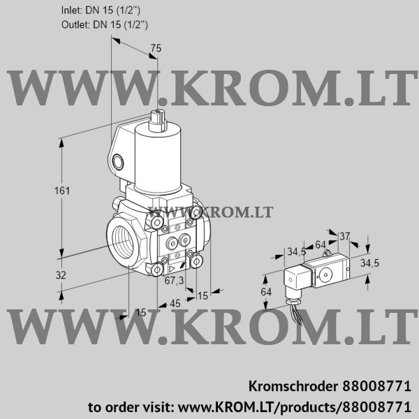 Kromschroder VAS 1T15N/NQSL, 88008771 gas solenoid valve, 88008771