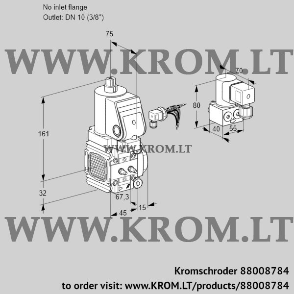 Kromschroder VAS 1-/10R/NWSR, 88008784 gas solenoid valve, 88008784