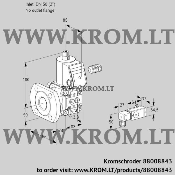 Kromschroder VAS 350/-F/NW, 88008843 gas solenoid valve, 88008843