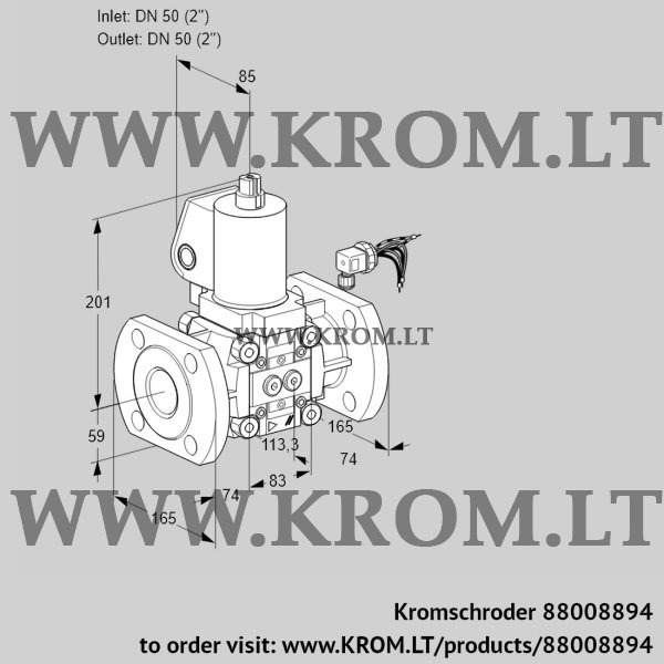 Kromschroder VAS 350F/NWGL, 88008894 gas solenoid valve, 88008894