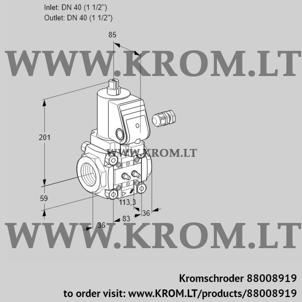 Kromschroder VAS 340R/NWSR, 88008919 gas solenoid valve, 88008919