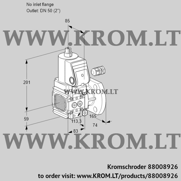 Kromschroder VAS 3-/50F/NWSR, 88008926 gas solenoid valve, 88008926