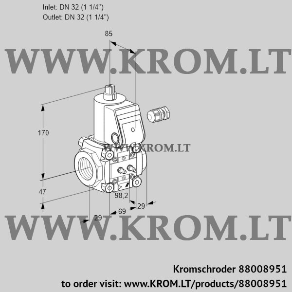 Kromschroder VAS 232R/NQ, 88008951 gas solenoid valve, 88008951