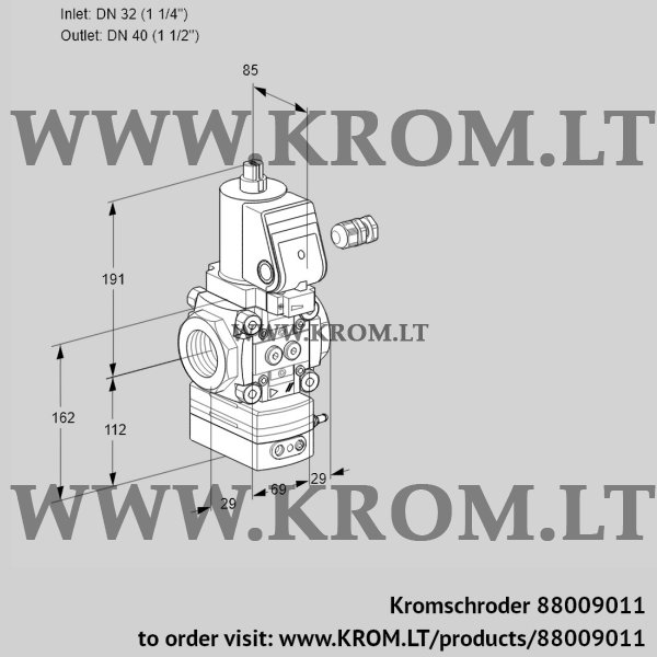 Kromschroder VAG 232/40R/NKGRAN, 88009011 air/gas ratio control, 88009011