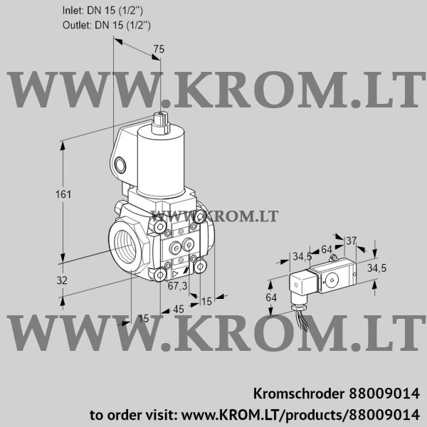 Kromschroder VAS 1T15N/NQSL, 88009014 gas solenoid valve, 88009014