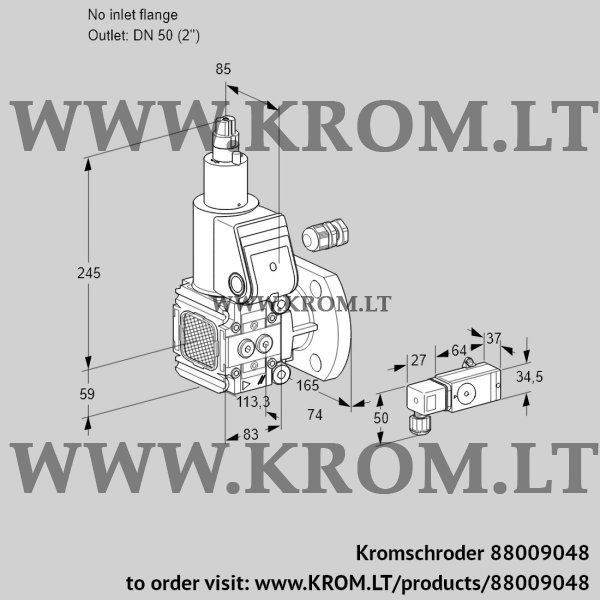 Kromschroder VAS 3-/50F/LW, 88009048 gas solenoid valve, 88009048