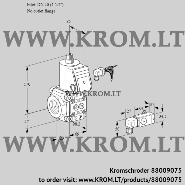 Kromschroder VAS 240/-R/NW, 88009075 gas solenoid valve, 88009075