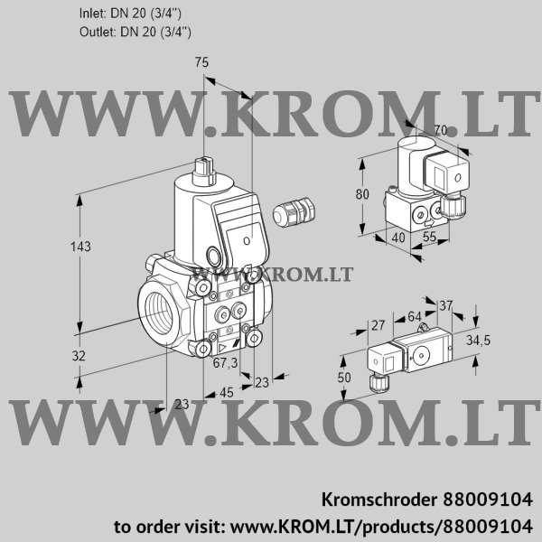 Kromschroder VAS 120R/NW, 88009104 gas solenoid valve, 88009104