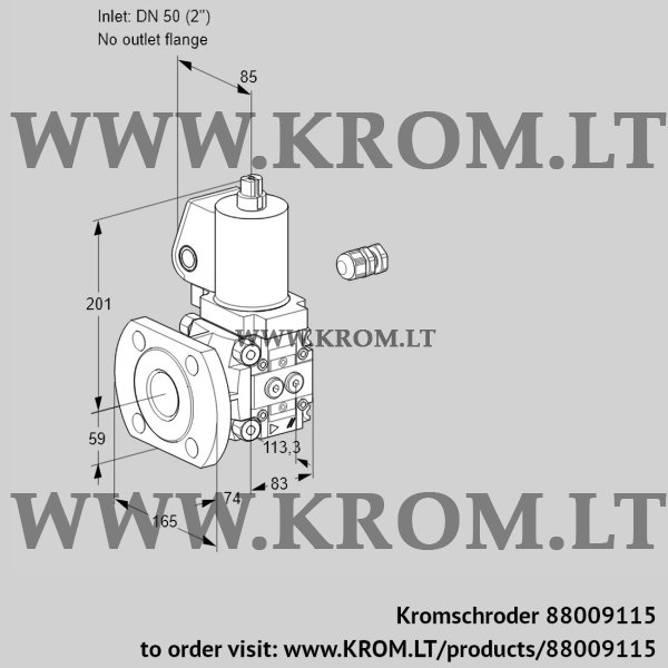 Kromschroder VAS 350/-F/NWSL, 88009115 gas solenoid valve, 88009115