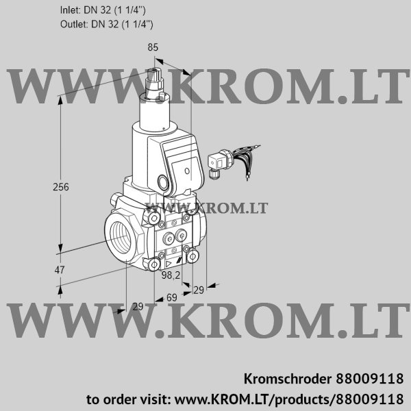 Kromschroder VAS 232R/LWGR, 88009118 gas solenoid valve, 88009118