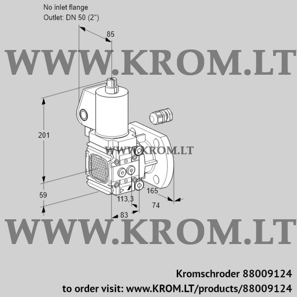 Kromschroder VAS 3-/50F/NWGL, 88009124 gas solenoid valve, 88009124