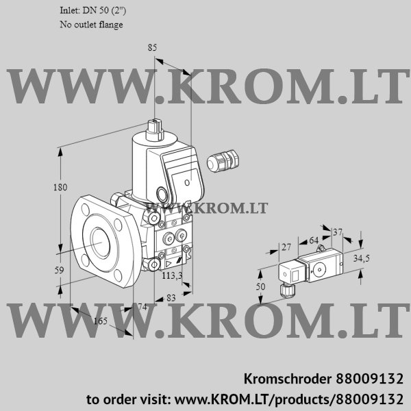 Kromschroder VAS 350/-F/NW, 88009132 gas solenoid valve, 88009132