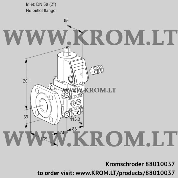 Kromschroder VAS 350/-F/NWSR, 88010037 gas solenoid valve, 88010037