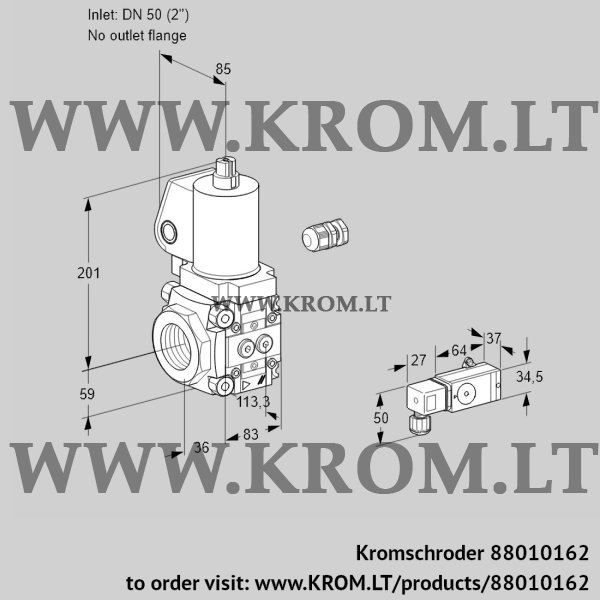 Kromschroder VAS 350/-R/NWSL, 88010162 gas solenoid valve, 88010162