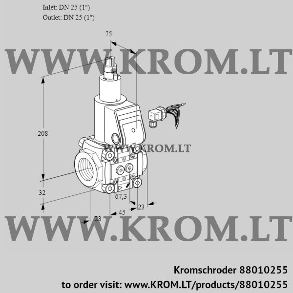 Kromschroder VAS 125R/LW, 88010255 gas solenoid valve, 88010255