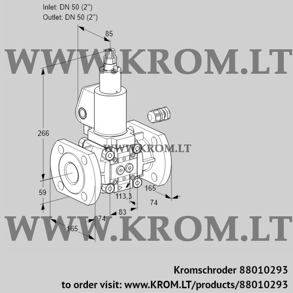 Kromschroder VAS 350F/LWGL, 88010293 gas solenoid valve, 88010293