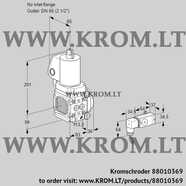 Kromschroder VAS 3T-/65N/NQSL, 88010369 gas solenoid valve, 88010369