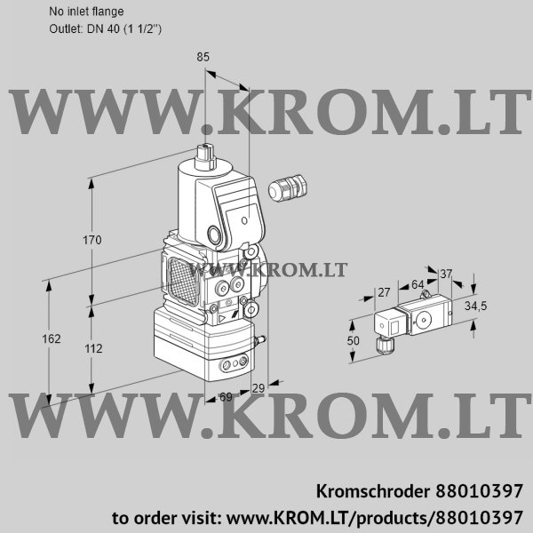 Kromschroder VAD 2-/40R/NW-50A, 88010397 pressure regulator, 88010397