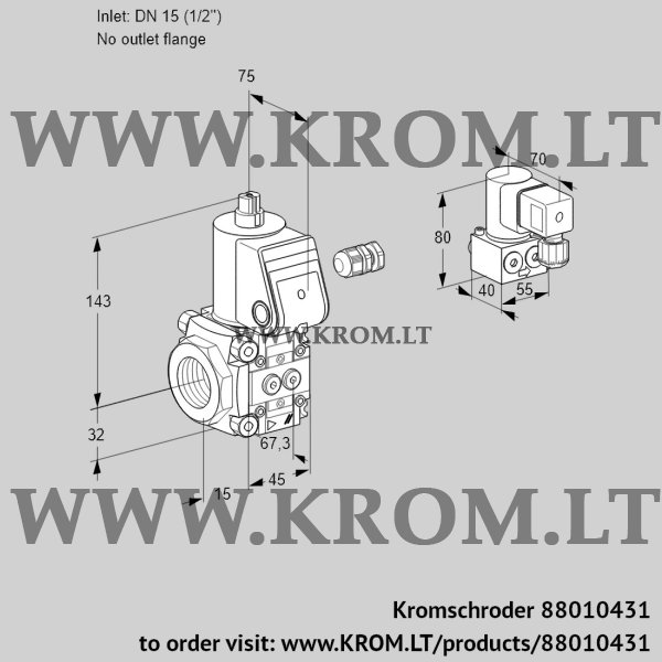 Kromschroder VAS 115/-R/NW, 88010431 gas solenoid valve, 88010431