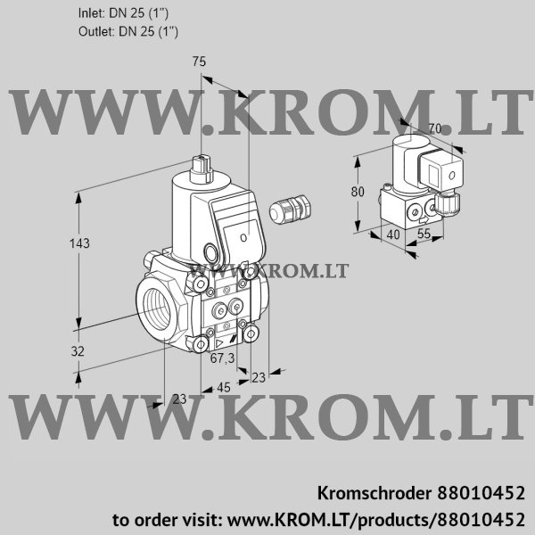 Kromschroder VAS 125R/NW, 88010452 gas solenoid valve, 88010452