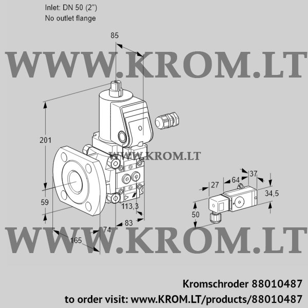 Kromschroder VAS 350/-F/NWSR, 88010487 gas solenoid valve, 88010487