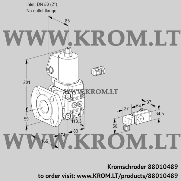 Kromschroder VAS 350/-F/NWSL, 88010489 gas solenoid valve, 88010489