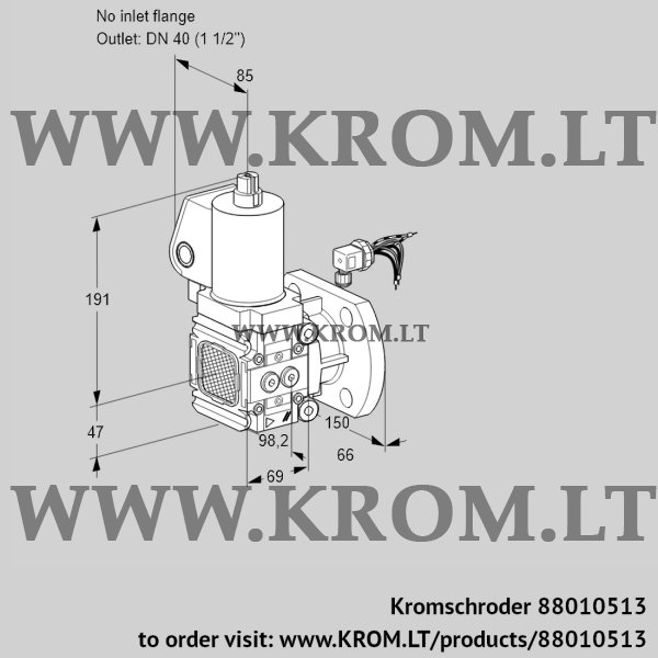 Kromschroder VAS 2-/40F/NWSL, 88010513 gas solenoid valve, 88010513