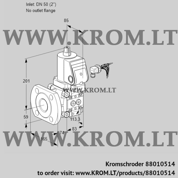 Kromschroder VAS 350/-F/NWSR, 88010514 gas solenoid valve, 88010514