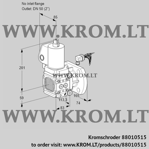 Kromschroder VAS 3-/50F/NWSL, 88010515 gas solenoid valve, 88010515