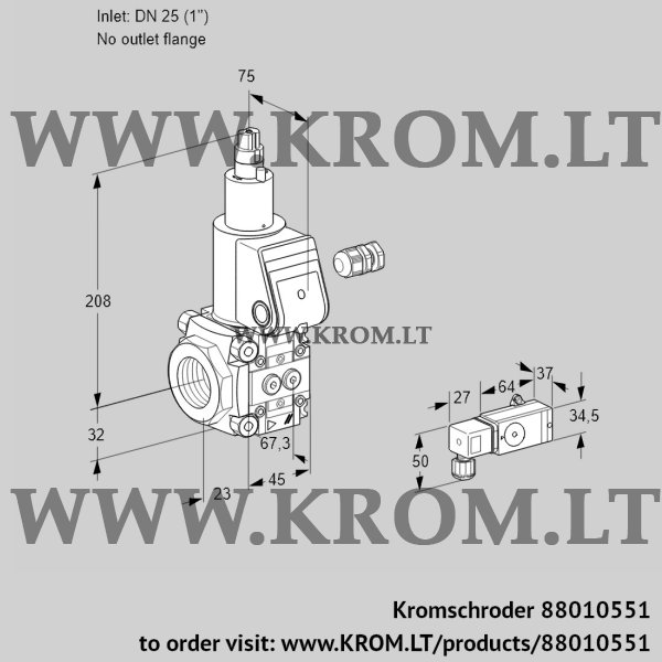 Kromschroder VAS 125/-R/LW, 88010551 gas solenoid valve, 88010551