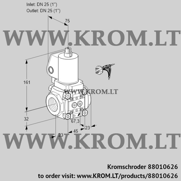 Kromschroder VAS 125R/NWSL, 88010626 gas solenoid valve, 88010626