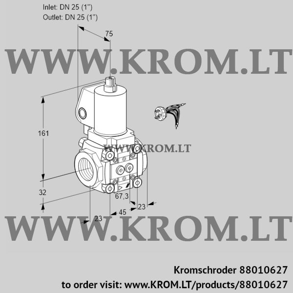 Kromschroder VAS 125R/NWSL, 88010627 gas solenoid valve, 88010627